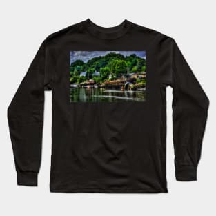 Barge Wreck  And Boats On The River Wear Long Sleeve T-Shirt